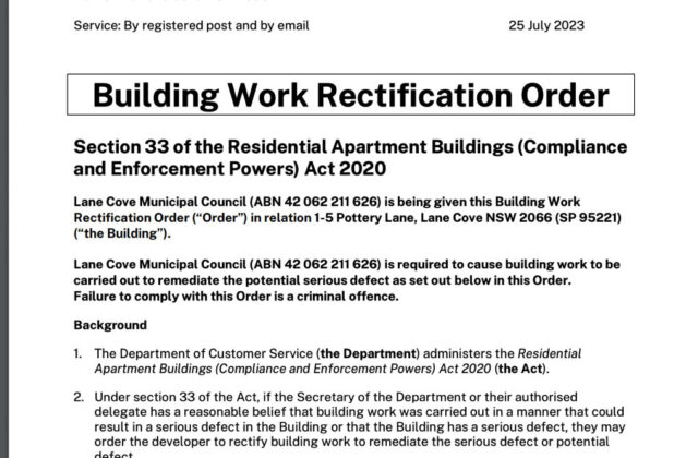 Dept of Fair Trading Issues Lane Cove Council with Another ...