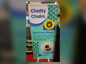 Chatty Chairs sign at Lane Cove Library