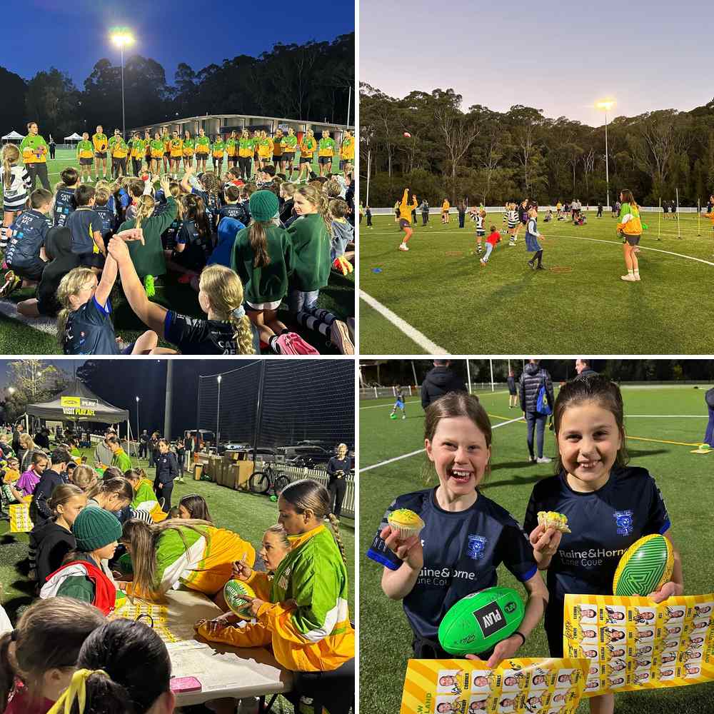 The Australian AFLW team visiting Blackman Park in Lane Cove