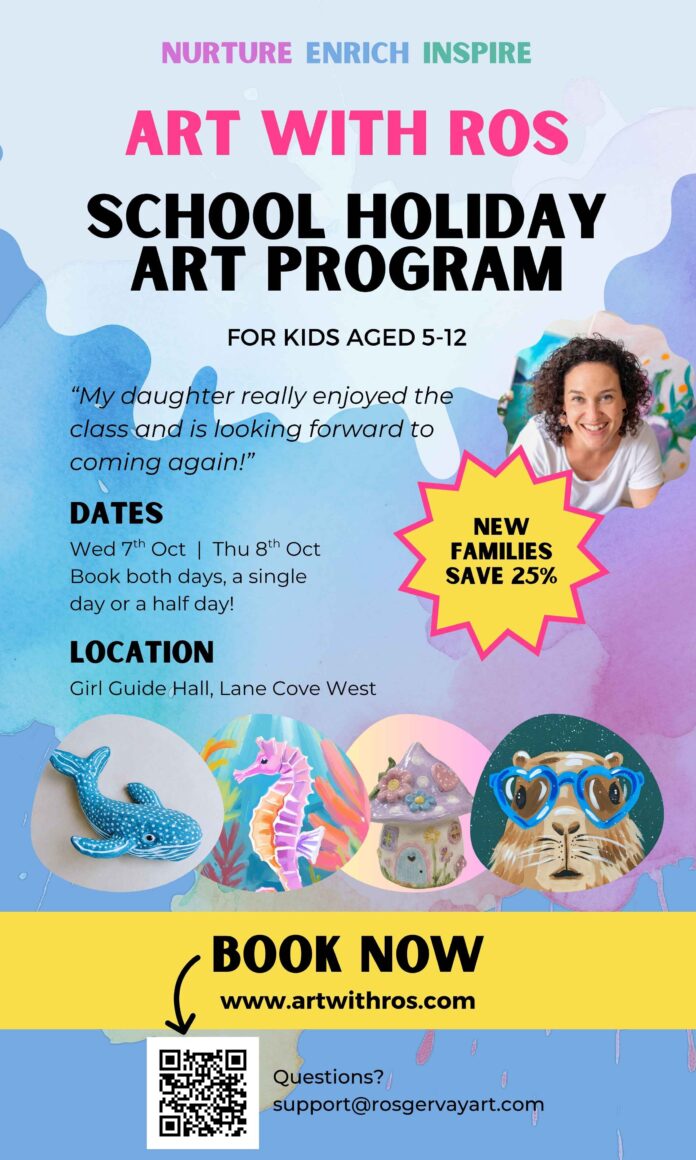 Art with Ros spring school holiday art workshops, Lane Cove West