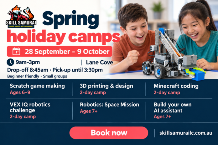 Skill Samurai Lane Cove spring school holiday coding and robotics camps 2026