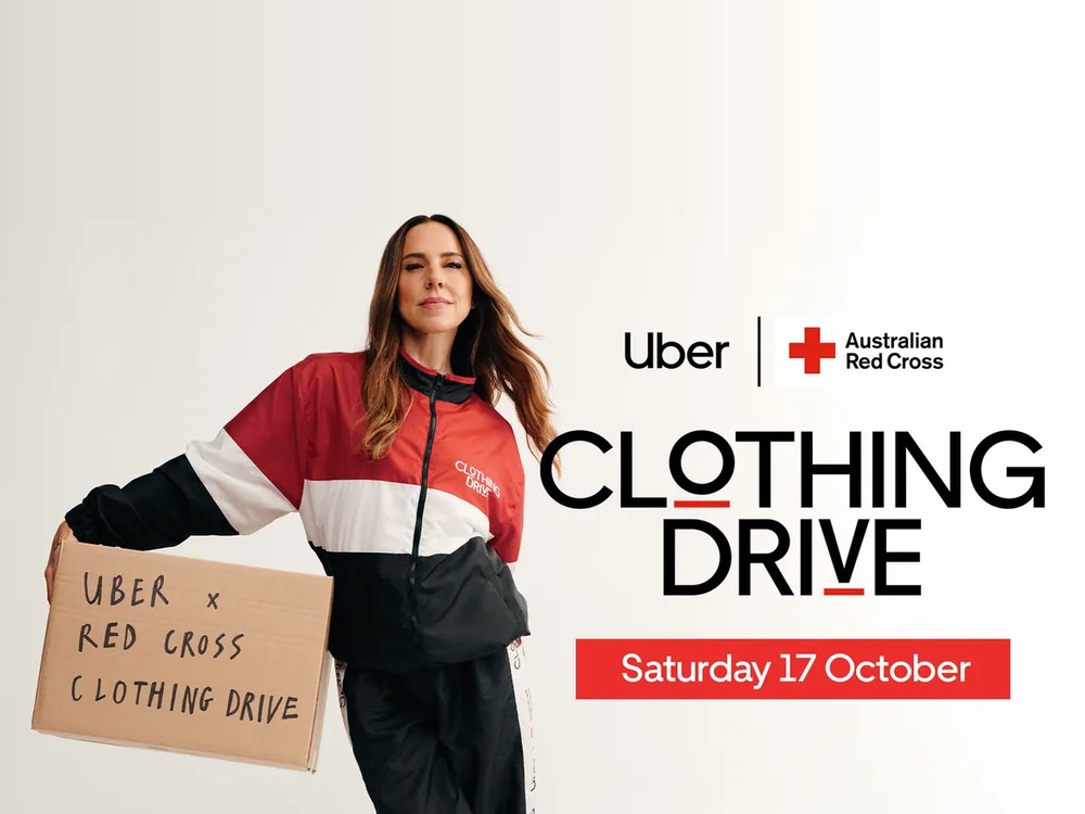 Melanie C promoting the 2026 Uber x Red Cross Clothing Drive