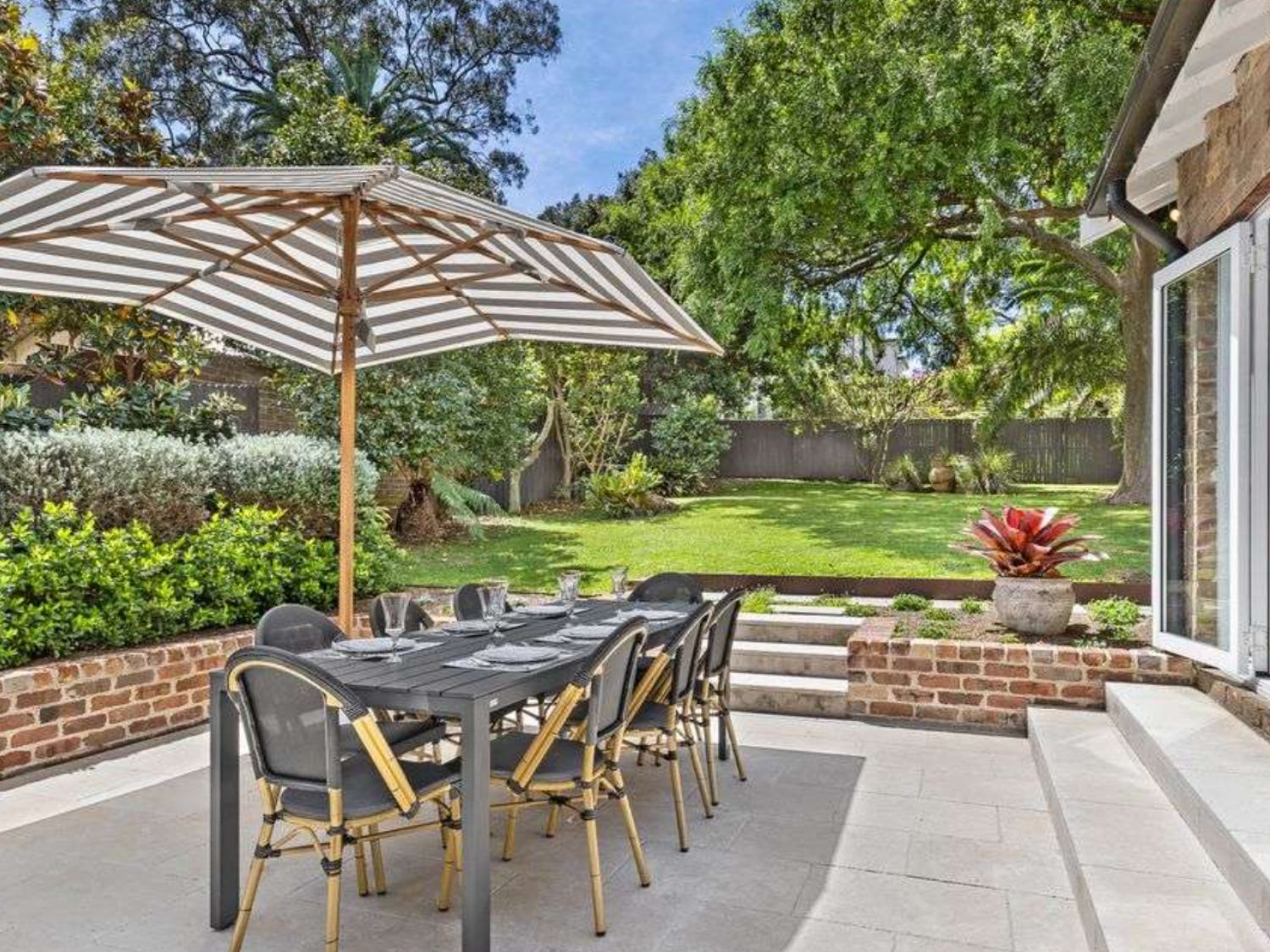 The back terrace and lawn at 78 Austin Street, Lane Cove