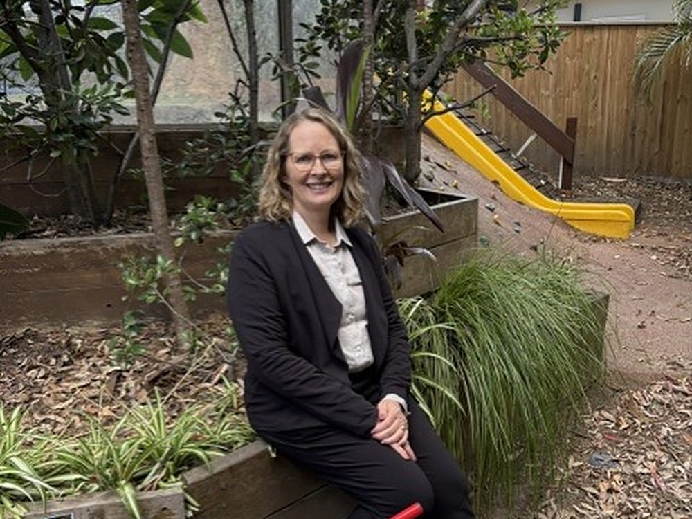 The director of Kindy Cove Early Education and Care in the centre’s garden